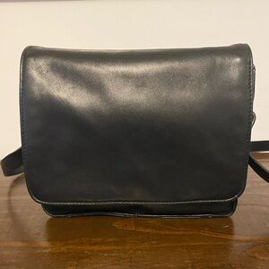 Vintage Galano Black Crossbody with Gold-Toned Hardware